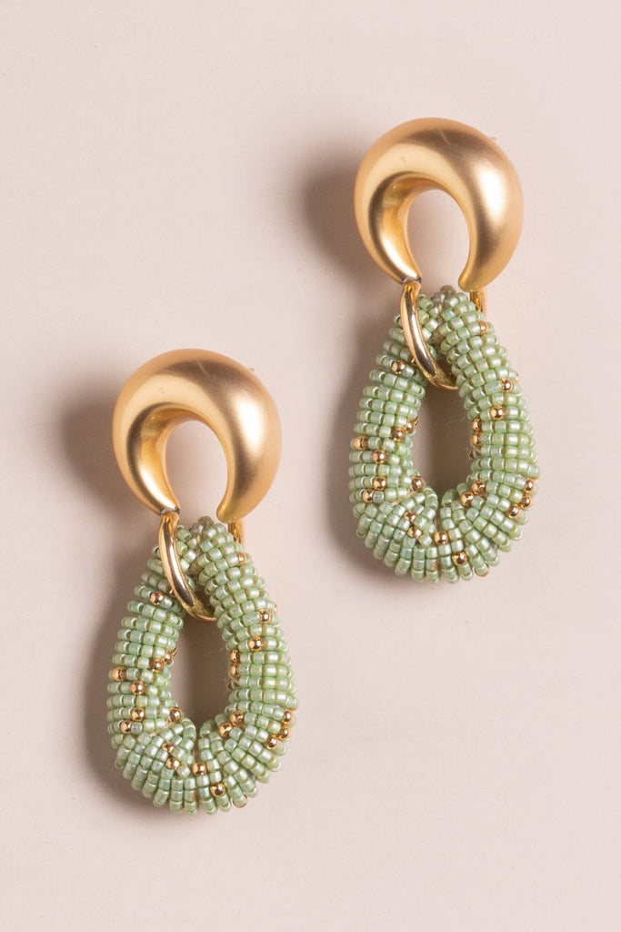 Soft Green Bead Wrapped Earrings - Nakamol