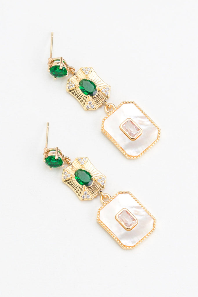 Emerald Square Pearl Drop Earrings - Nakamol