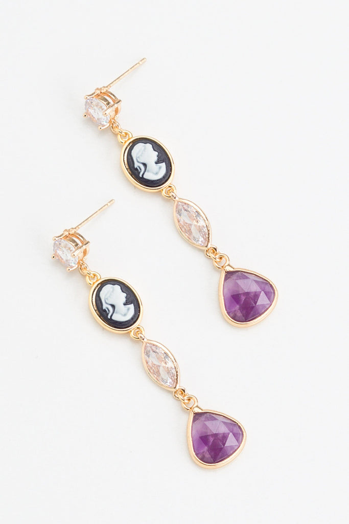 Purple Lady Silhouette Drop Earrings - Nakamol