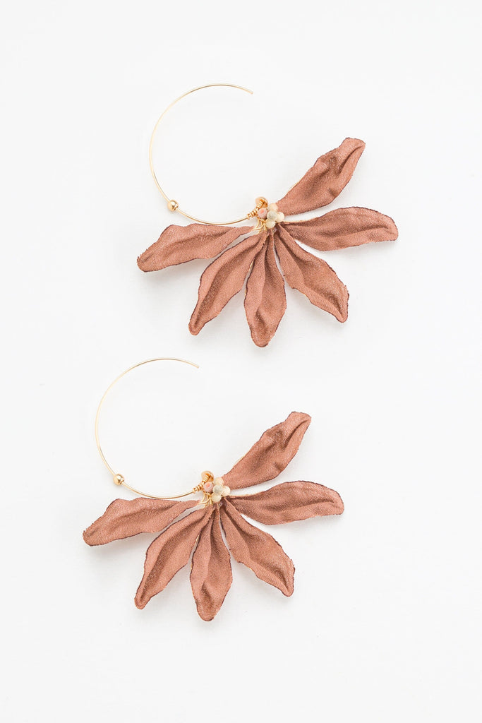 Tawny Floral Hoop Earrings - Nakamol