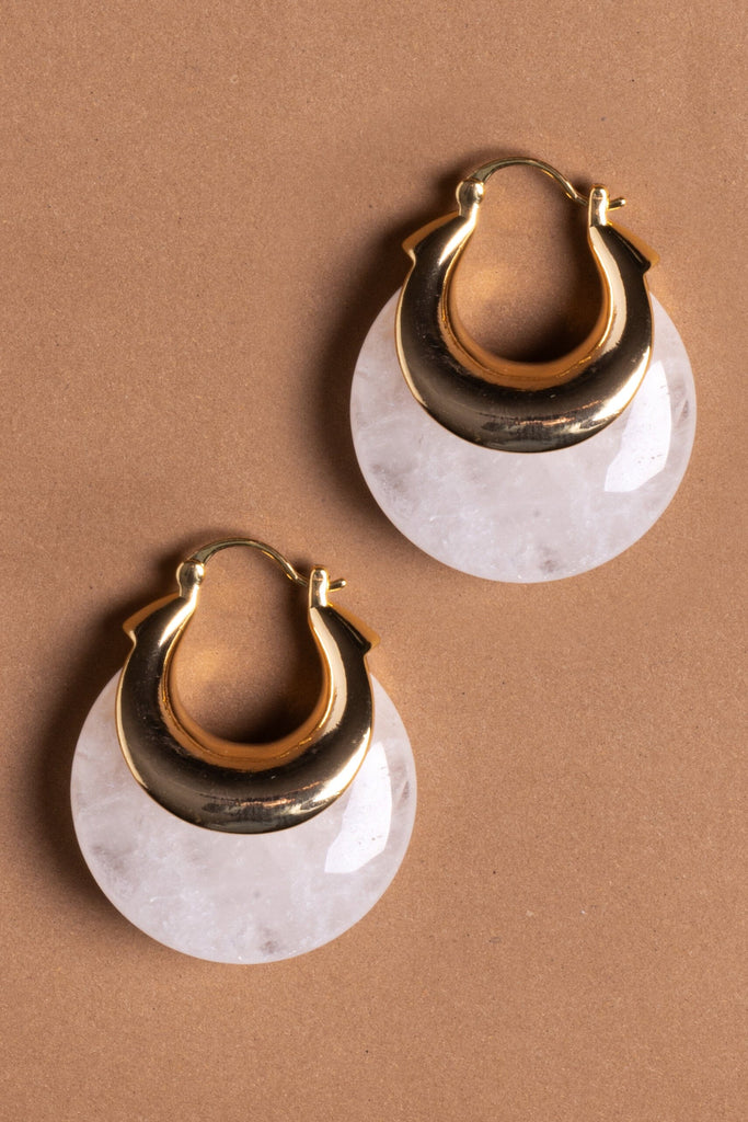 White Crescent Stone Earrings - Nakamol