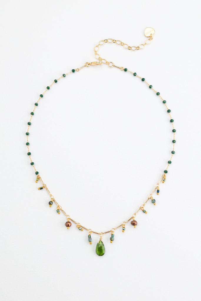 Green Stone Charm Pendant Necklace - Nakamol