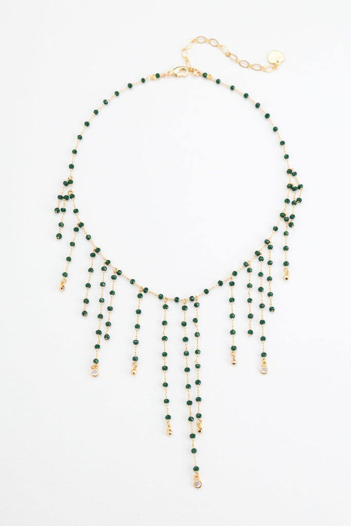 Green Beaded Tassel Necklace - Nakamol