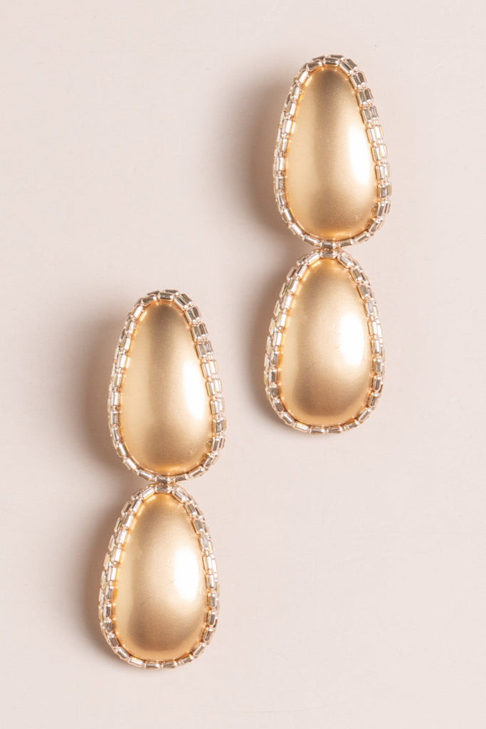 Double Tier Golden Beaded Earrings - Nakamol