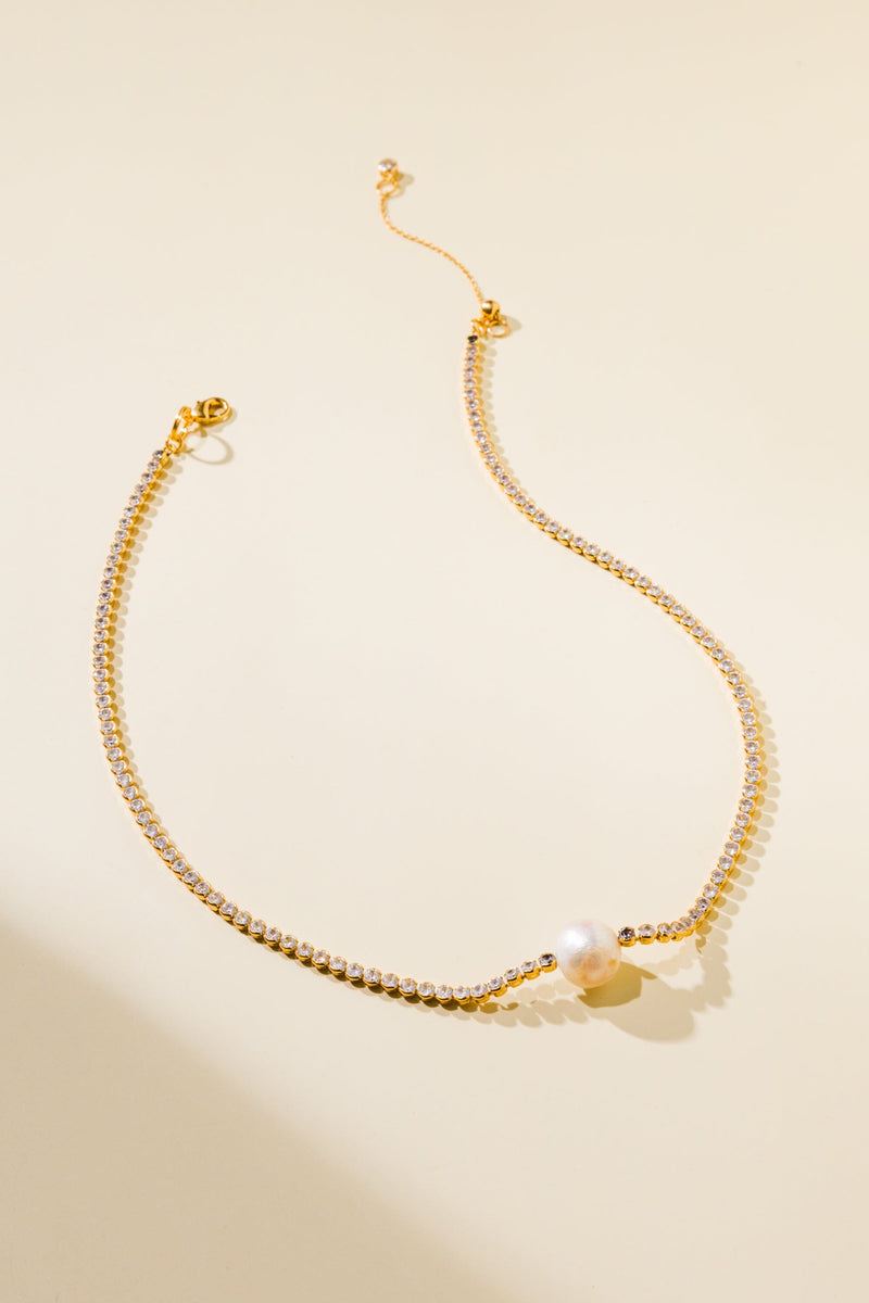 White Pearl Chain Necklace Nakamol