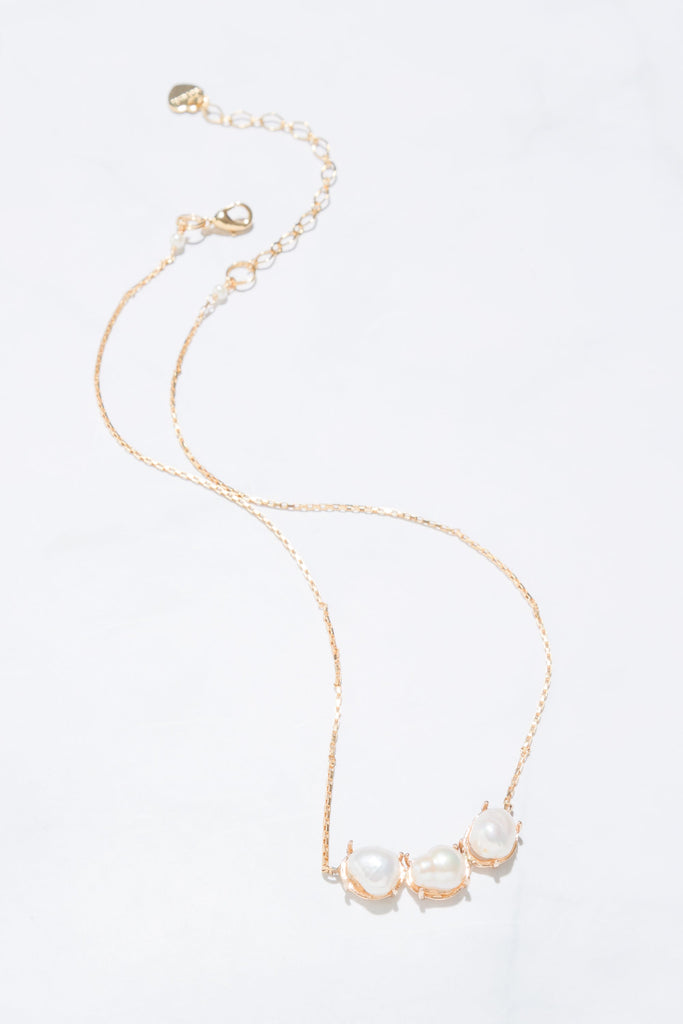 Rosana White Pearl Triplet Necklace - Nakamol