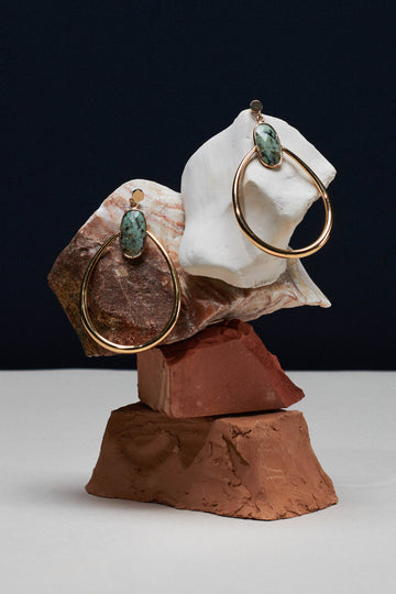 Amazonite Gold Oval Earrings - Nakamol