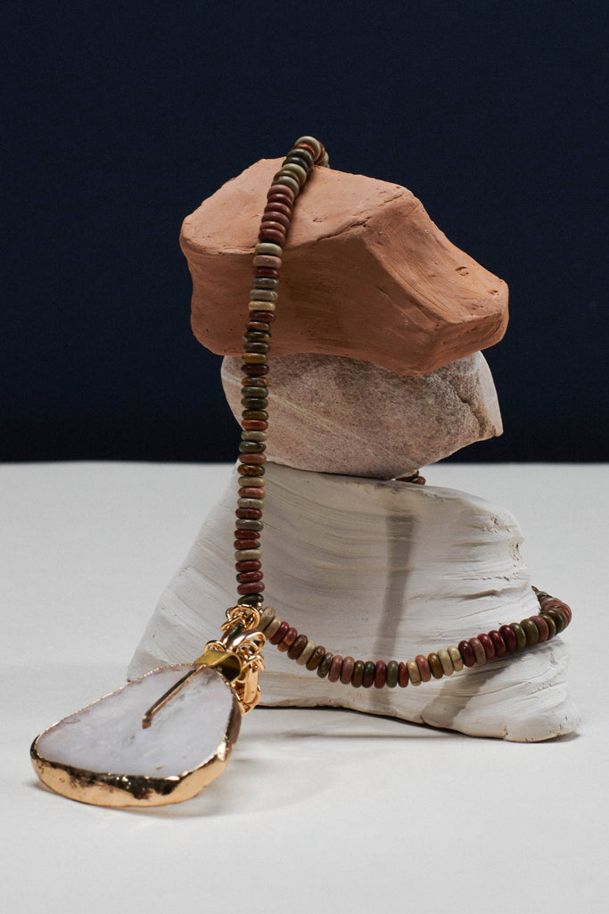 Lunakite Stone Bead Lariat Necklace - Nakamol