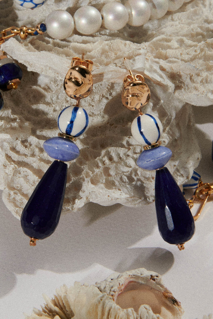 Single Strand Lapis Lazuli Drop Earrings - Nakamol