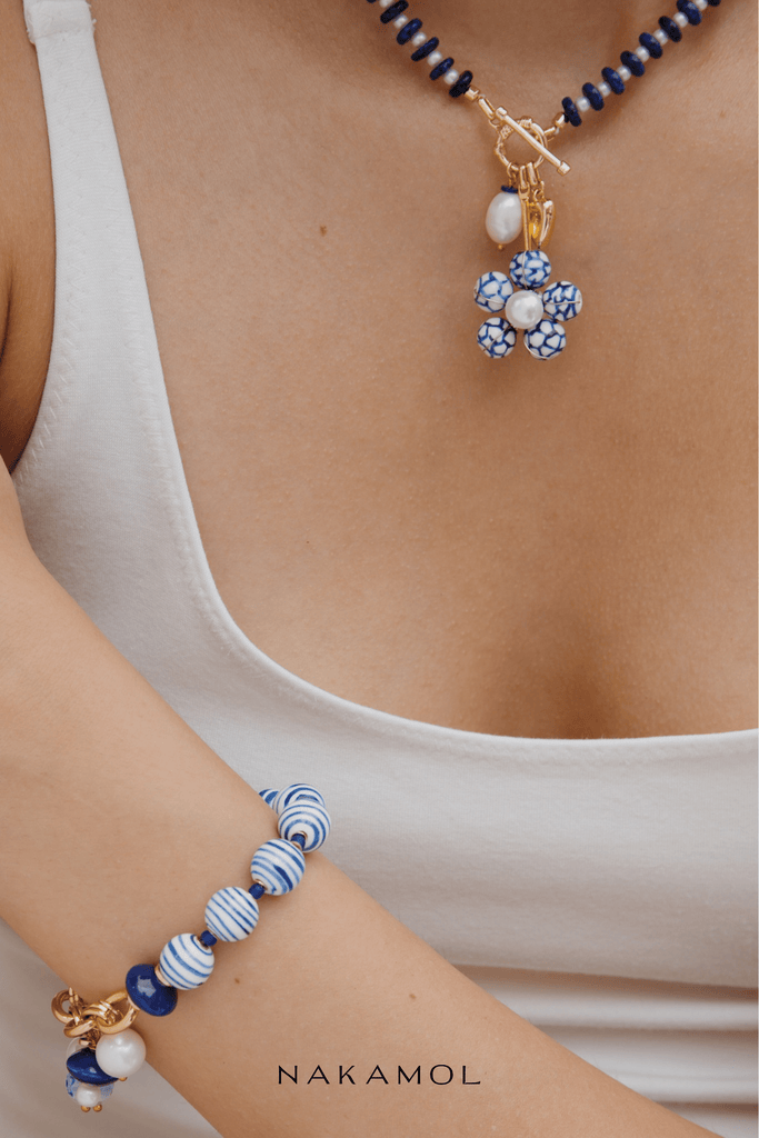 Striped Bead Charm Link Bracelet - Nakamol