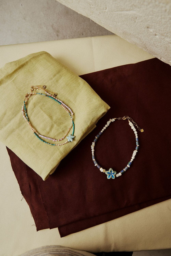 Blue Flower Beaded Necklace - Nakamol