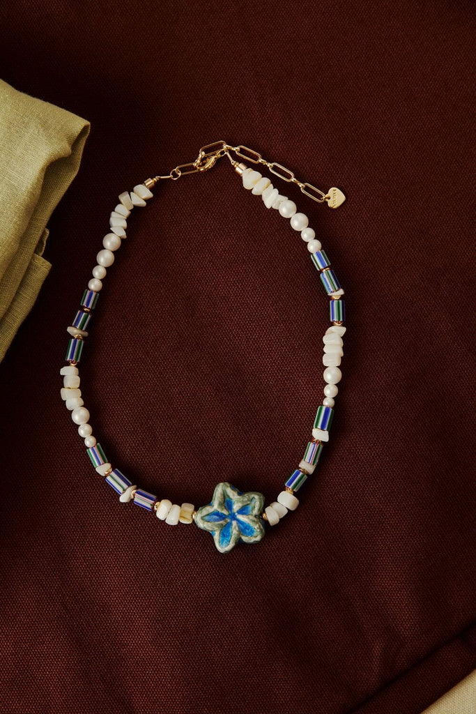 Blue Flower Beaded Necklace - Nakamol