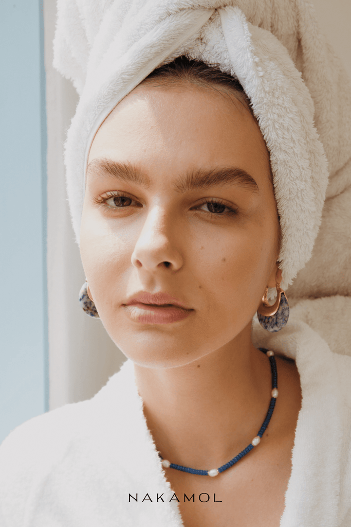 Blue Spectacle Hinge Earrings - Nakamol