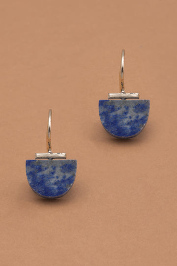 Half Moon Lapis Lazuli Fish Hook Earrings - Nakamol