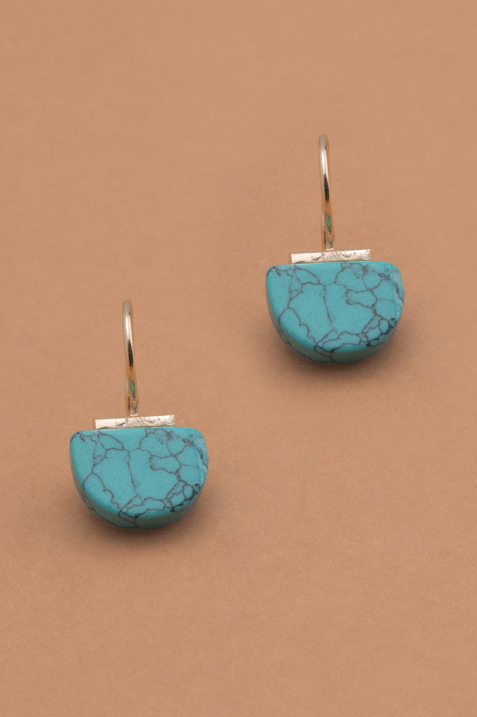 Half Moon Turquoise Fish Hook Earrings - Nakamol