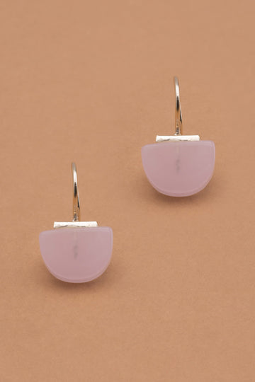 Half Moon Pink Stone Fish Hook Earrings - Nakamol