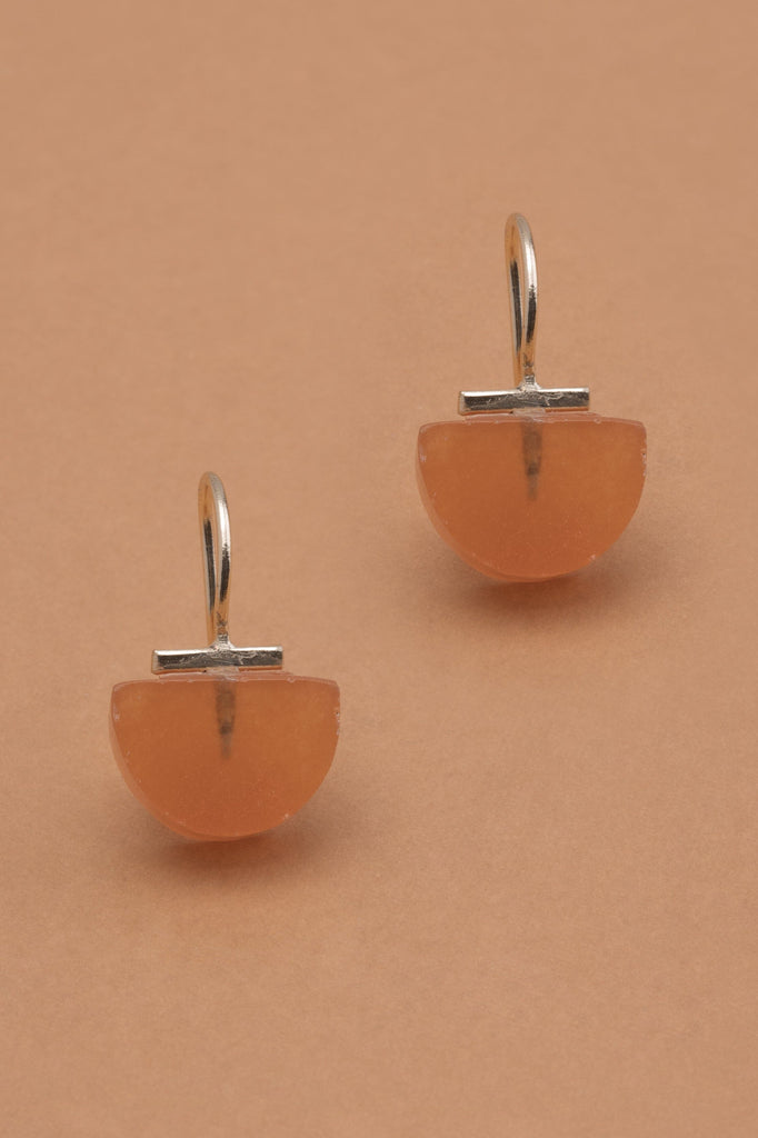 Half Moon Orange Fish Hook Earrings - Nakamol