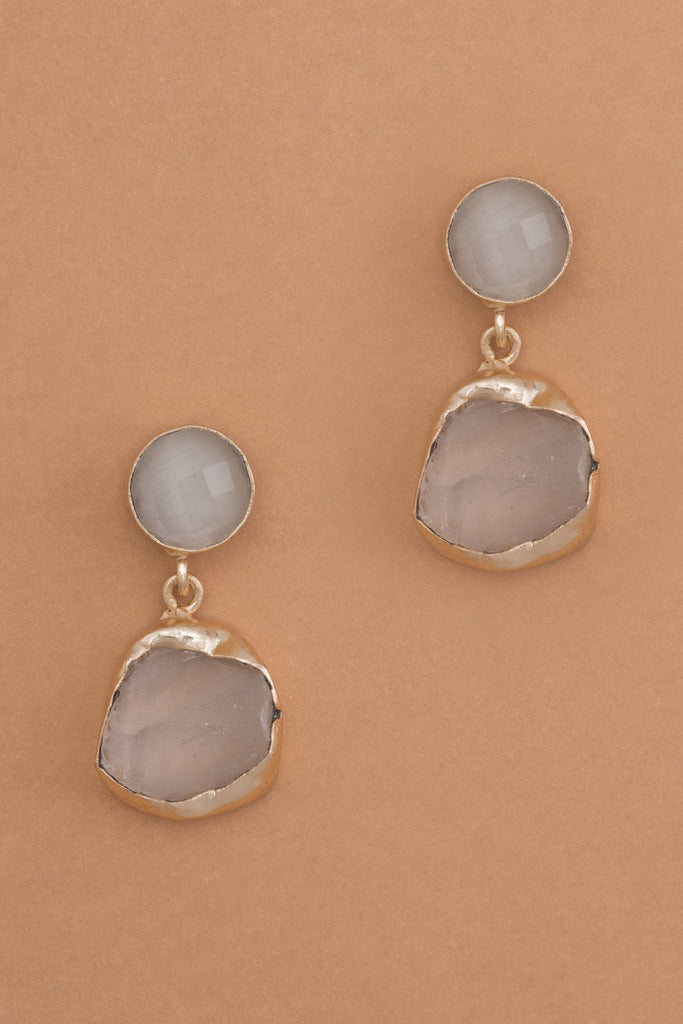 Clear Crystal White Drop Earrings - Nakamol
