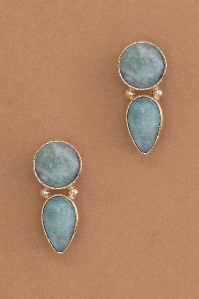 Amazonite Gold Drop Earrings - Nakamol