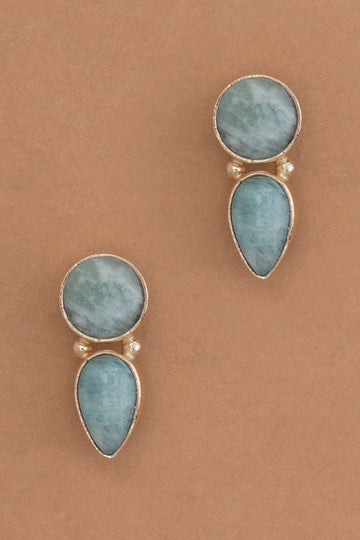 Amazonite Gold Drop Earrings - Nakamol