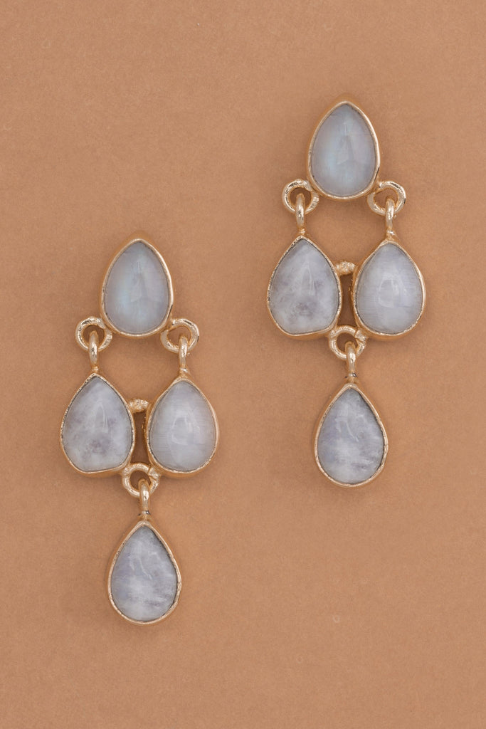 Moonstone Simple Chandelier Earrings - Nakamol