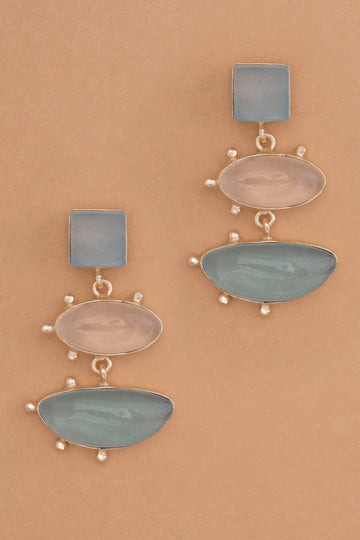 Aqua Crystal Short Drop Earrings - Nakamol