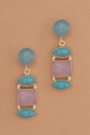 Turquoise Fuschia Mix Drop Earrings - Nakamol