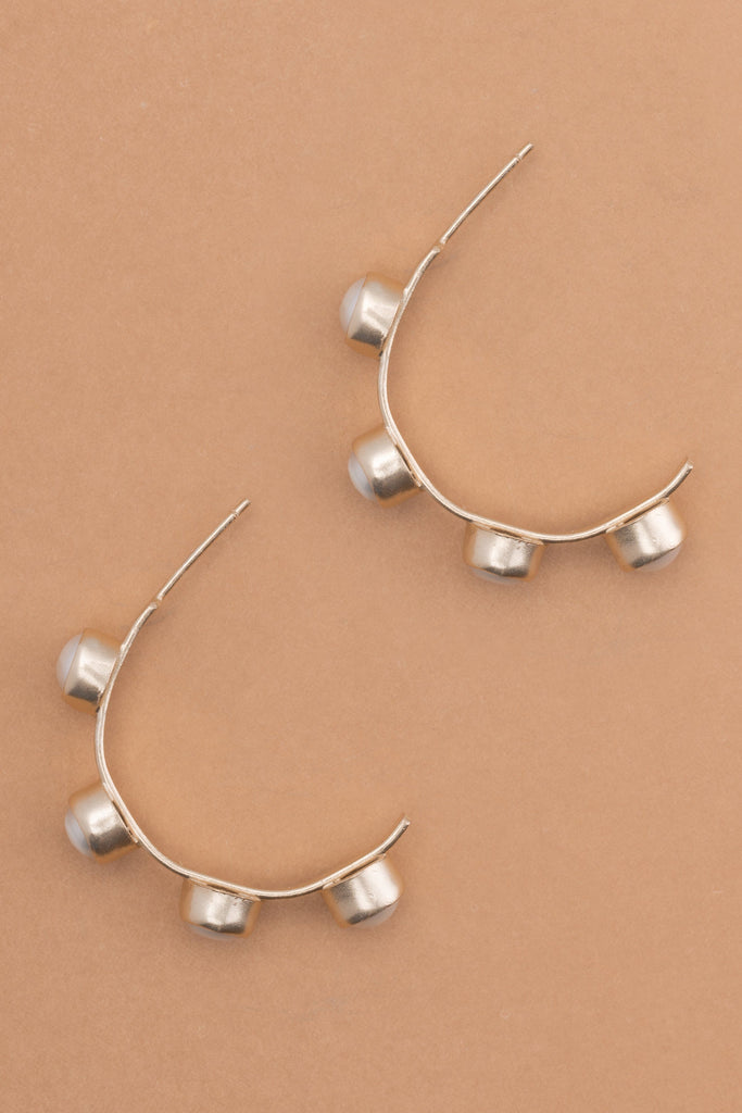 White Pearl J Earrings - Nakamol