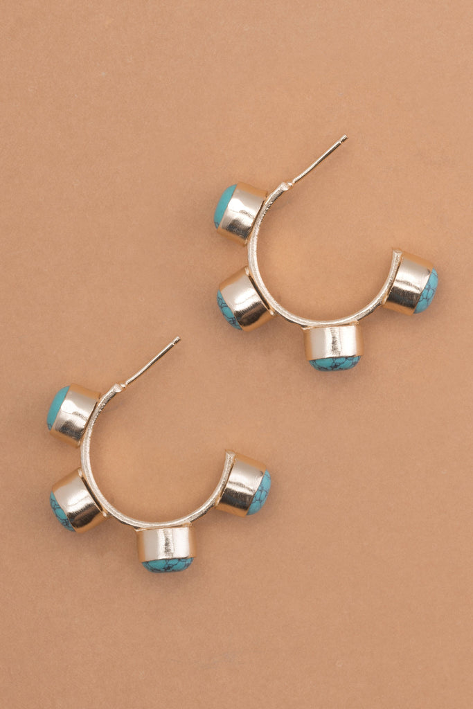 Turquoise Big Stud Semi-Hoop Earrings - Nakamol