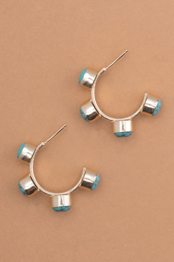Turquoise Big Stud Semi-Hoop Earrings - Nakamol