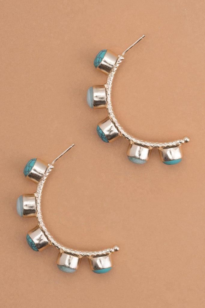 Turquoise Amazonite Semi-Hoop Earrings - Nakamol