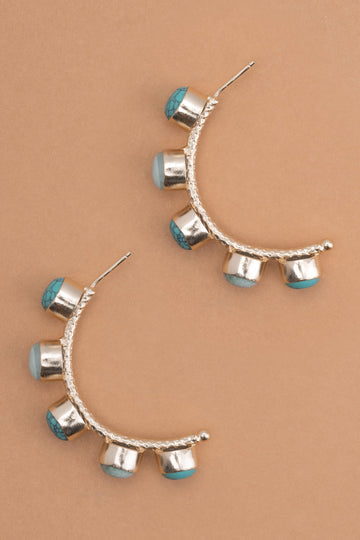 Turquoise Amazonite Semi-Hoop Earrings - Nakamol