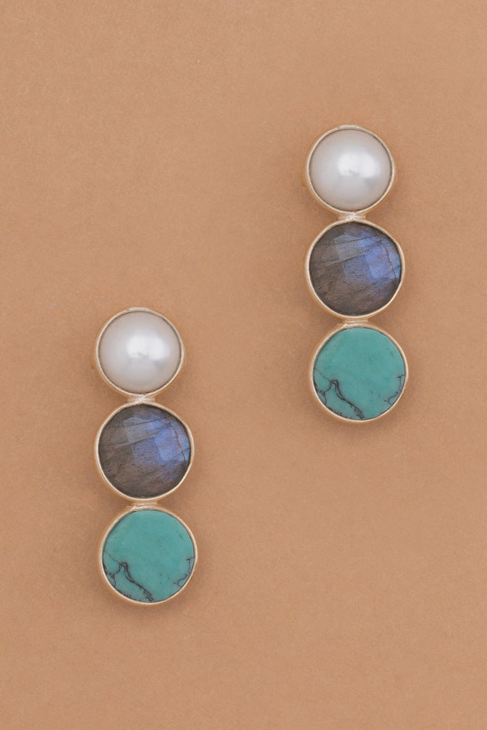 Triple Stone Drop Earrings - Nakamol