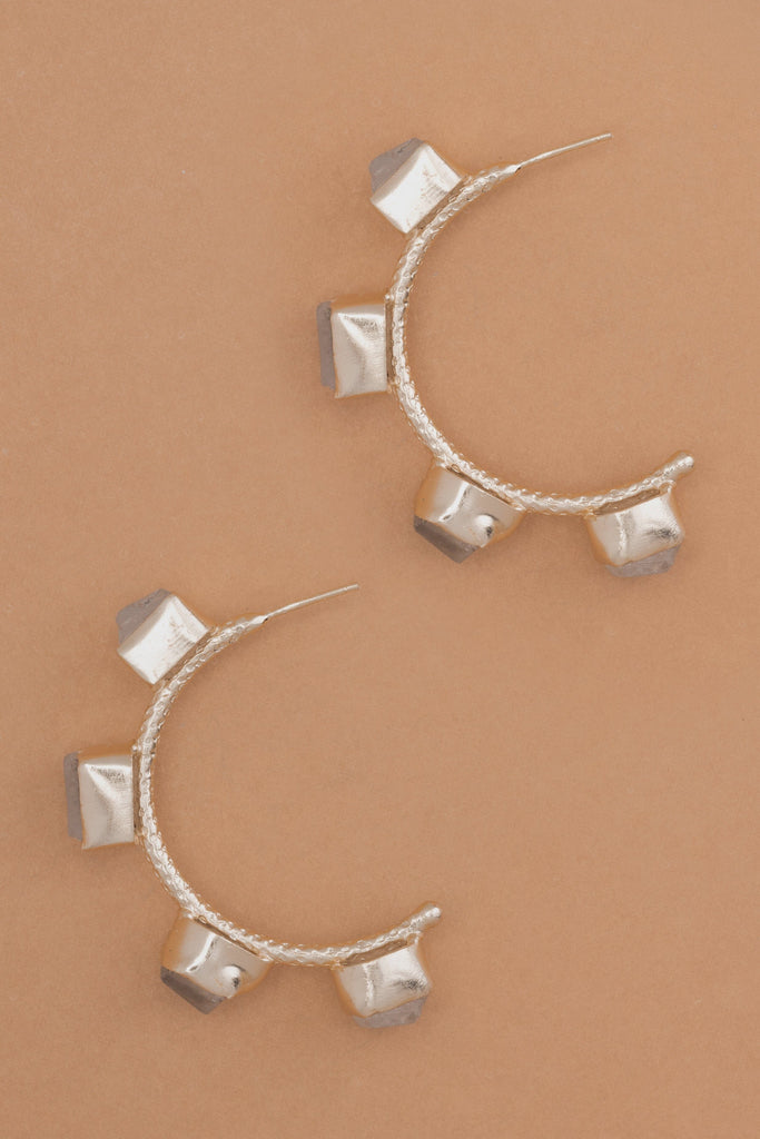 Clear Crystal Curve Earrings - Nakamol