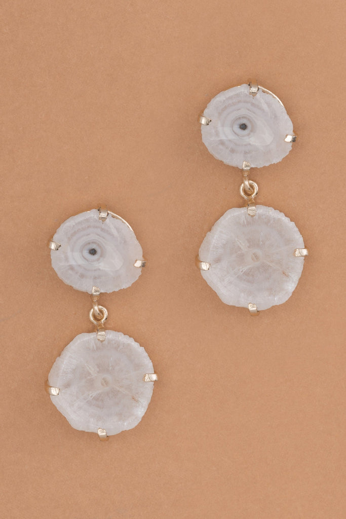 White Gold Double Drop Earrings - Nakamol