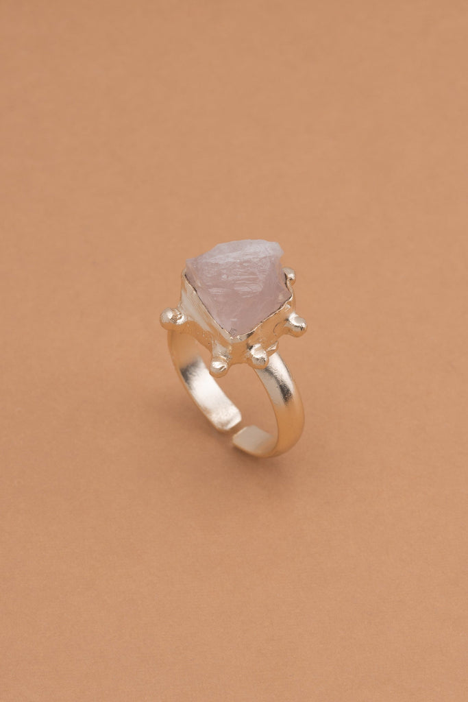 Rose Quartz Gold Ball Ring - Nakamol
