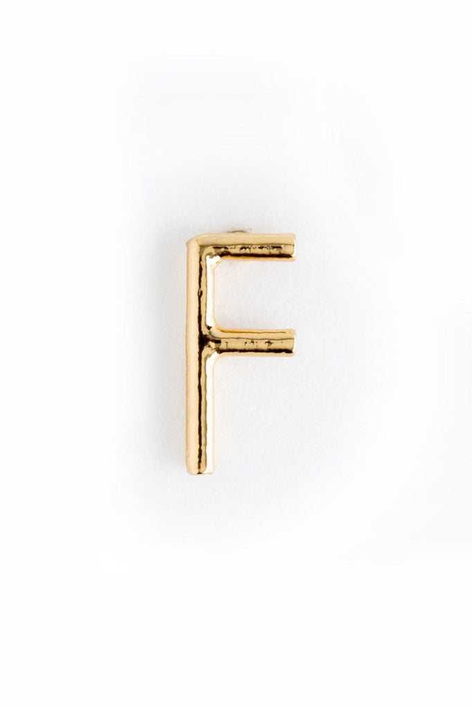 Letter F Gold Condensed Earrings - Nakamol