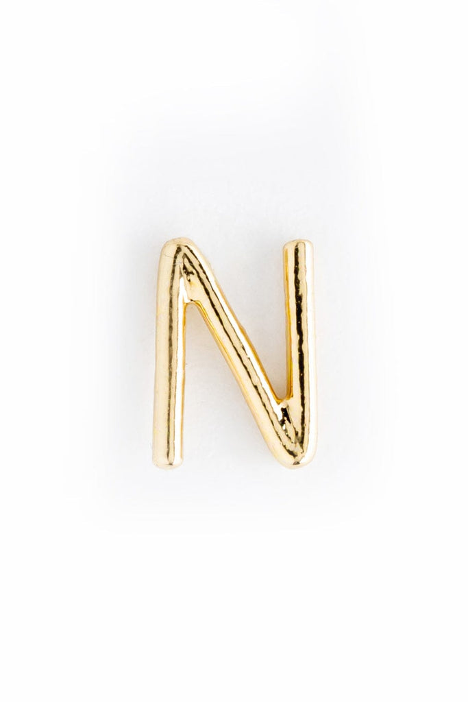 Letter N Gold Condensed Earrings - Nakamol