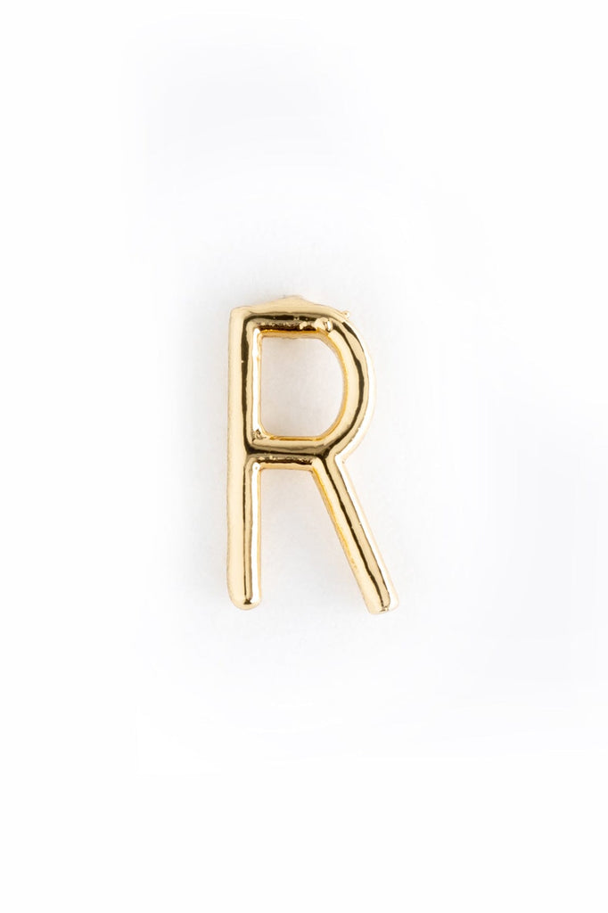 Letter R Gold Condensed Earrings - Nakamol