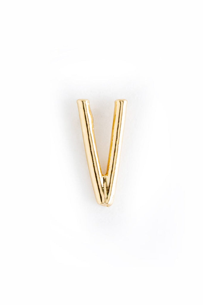 Letter V Gold Condensed Earrings - Nakamol