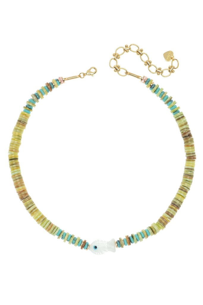 Peridot Single Strand Round Flat Bead Necklace - Nakamol