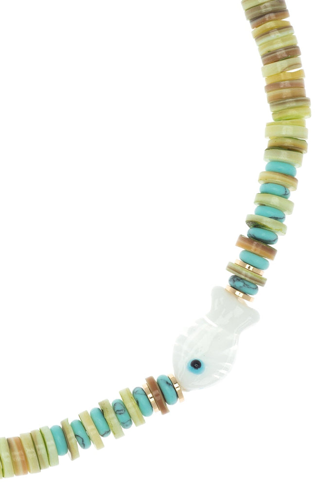 Peridot Single Strand Round Flat Bead Necklace - Nakamol