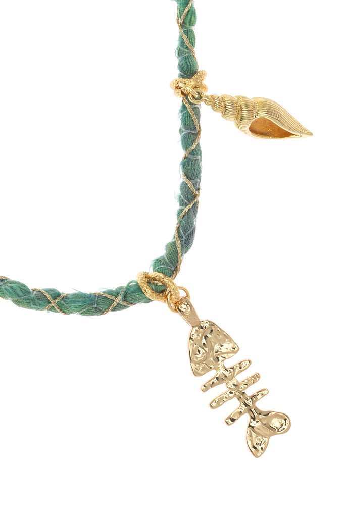 Golden Sea Charm Teal Beaded Necklace - Nakamol