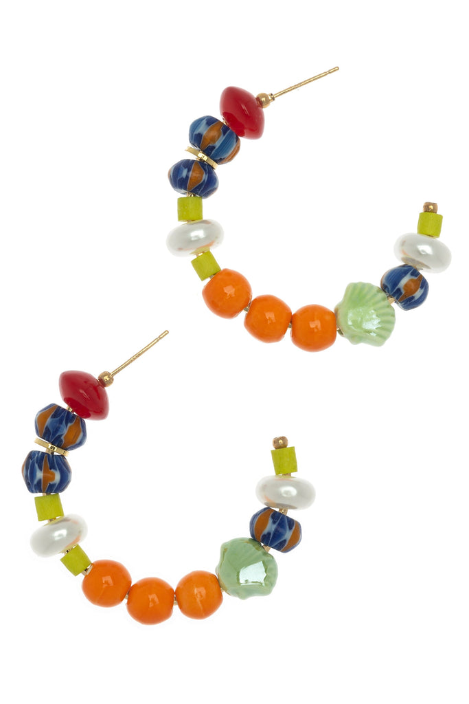 Bright Orange Chunky Hoop Earrings - Nakamol