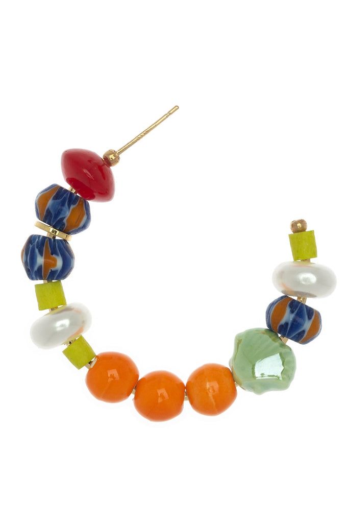 Bright Orange Chunky Hoop Earrings - Nakamol