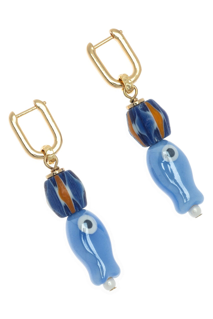 Lucky Blue Fish Drop Earrings - Nakamol