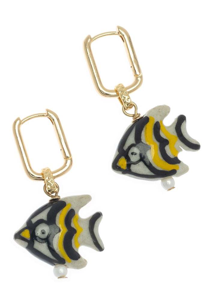 Black Gold Fish Drop Earrings - Nakamol