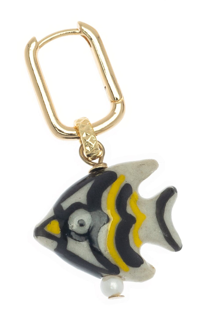 Black Gold Fish Drop Earrings - Nakamol