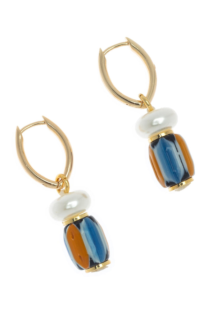 Lapis Yellow Bead Drop Earrings - Nakamol