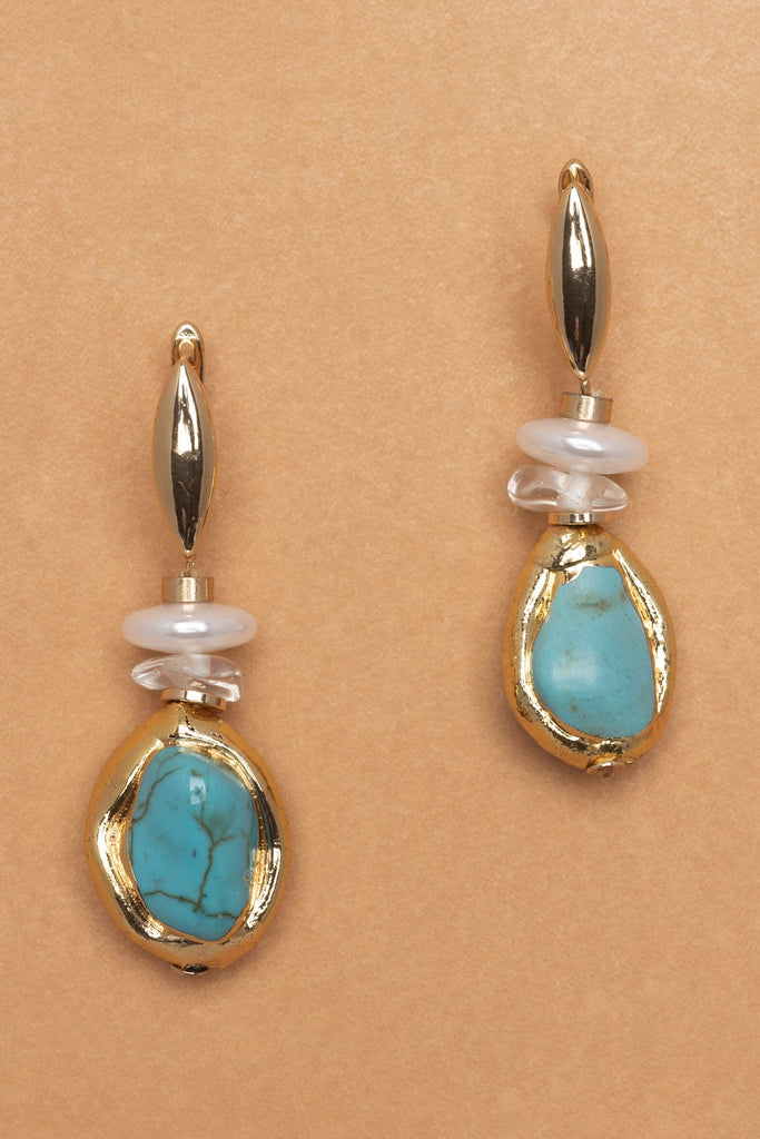 Turquoise White Drop Earrings - Nakamol